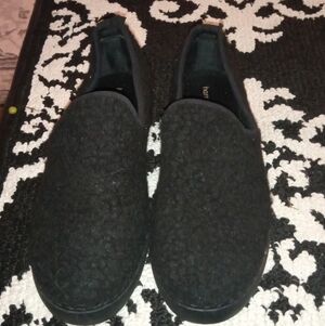 Textured Black Slip-On Loafers